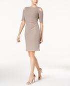 R & M Richards Metallic Cold-shoulder Sheath Dress