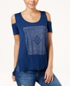 Jessica Simpson Cold-shoulder Graphic-print T-shirt