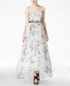 B Darlin Juniors' Belted Floral-print A-line Gown