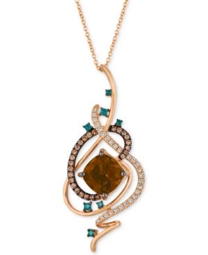 Le Vian Exotics Crazy Collection Chocolate Quartz (3-3/4 Ct. T.w.) & Diamond (3/4 Ct. T.w.) 18 Pendant Necklace In 14k Rose Gold