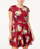 B Darlin Juniors' Printed Lace-up Fit & Flare Dress