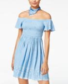 American Rag Juniors' Printed Off-the-shoulder Fit & Flare Dress, Created For Macy's