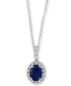 Effy Sapphire (1-3/8 Ct. T.w.) & Diamond Accent 18 Pendant Necklace In 14k White Gold