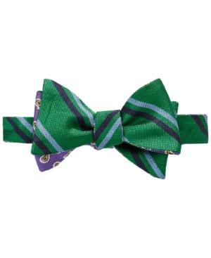Brooks Brothers Reversible Green Stripe And Print To-tie Bow Tie