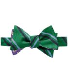 Brooks Brothers Reversible Green Stripe And Print To-tie Bow Tie