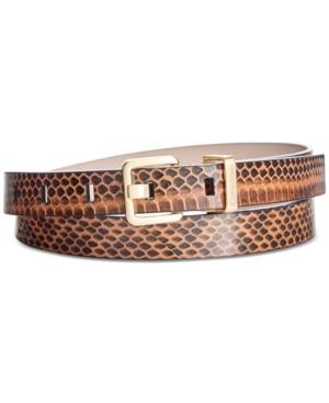 Calvin Klein Embossed Leather Skinny Belt