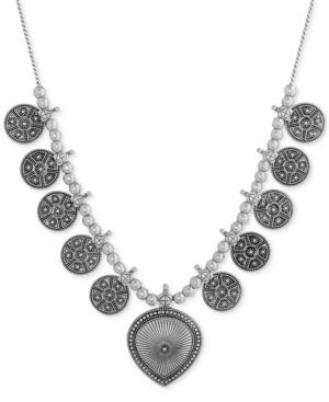 Lucky Brand Silver-tone Beaded Disc Drama Necklace