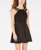B Darlin Juniors' Allover Glitter Double-strap Fit & Flare Dress