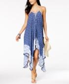 Jessica Simpson Bondi Tie-dyed Lace-up Handkerchief-hem Cover-up Dress Women's Swimsuit