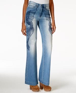 Buffalo David Bitton Inka Embroidered Flared Vapor Wash Jeans