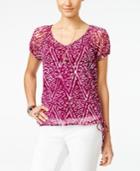 Inc International Concepts Printed Short-sleeve Peasant Top, Only At Macy's