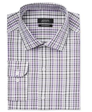 Alfani Men's Big And Tall Performance Purple Plaid Dress Shirt, Only At Macy's