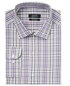 Alfani Men's Big And Tall Performance Purple Plaid Dress Shirt, Only At Macy's