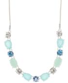 Nine West Silver-tone Blue Stone And Crystal Collar Necklace
