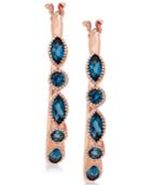Blue Topaz Hoop Earrings (1-1/2 Ct. T.w.) In 14k Rose Gold