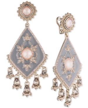 Marchesa Gold-tone Multi-stone Gray Chandelier Earrings