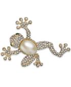 Charter Club Gold-tone Faux Pearl And Crystal Frog Pin