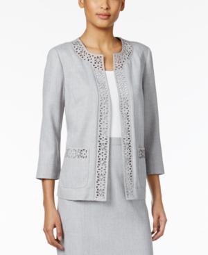 Alfred Dunner Petite Rose Hill Laser-cut Jacket