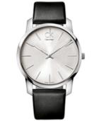 Calvin Klein Watch, Men's Swiss City Black Leather Strap 43mm K2g211c6