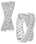 Arabella Swarovski Zirconia Crisscross Hoop Earrings In Sterling Silver, Only At Macy's