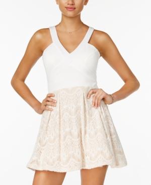 Crystal Doll Juniors' Lace Cutout-back Dress