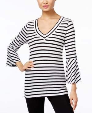 Inc International Concepts Bell-sleeve Striped Top, Only At Macy's