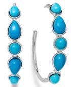 Sterling Silver Earrings, Turquoise Hoop Earrings (4-8mm)