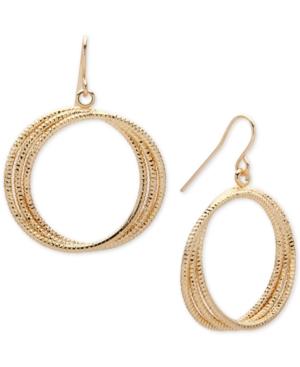 Nine West Gold-tone Multi-row Drop Hoop Earrings