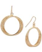 Nine West Gold-tone Multi-row Drop Hoop Earrings