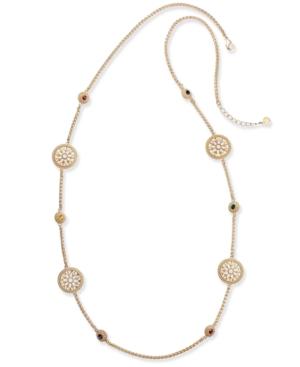 Charter Club Gold-tone Colored Stone & Flower Station Necklace, Created For Macy's