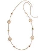 Charter Club Gold-tone Colored Stone & Flower Station Necklace, Created For Macy's