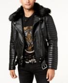 Reason Men's Gatwick Faux-leather Moto Jacket With Faux-fur Trim