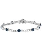 Blue Sapphire (3-3/8 Ct. T.w.) And White Sapphire (3-1/2 Ct. T.w.) Tennis Bracelet In Sterling Silver