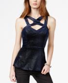 Guess Coated Textured Cutout Peplum Top