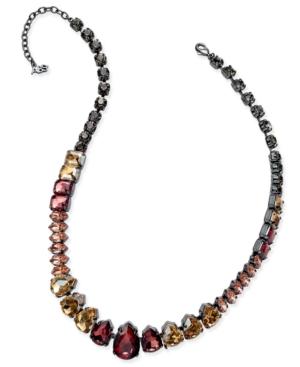 Abs By Allen Schwartz Hematite-tone Multi-crystal Collar Necklace