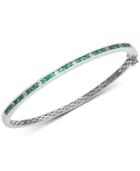 Emerald (1-1/2 Ct. T.w.) & White Sapphire (1/3 Ct. T.w.) Bangle Bracelet In Sterling Silver