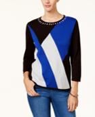 Alfred Dunner Beaded Colorblocked Sweater