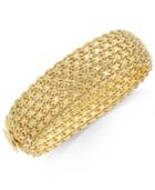Wide Mesh Link And Chain Bracelet In 14k Gold, Made In Italy
