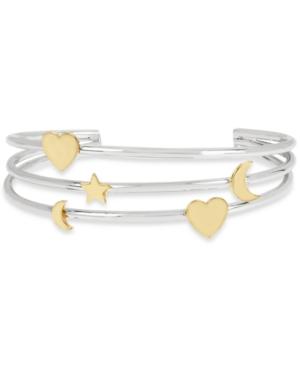 Bcbg Two-tone Moon, Star & Heart Triple-row Cuff Bracelet