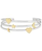Bcbg Two-tone Moon, Star & Heart Triple-row Cuff Bracelet