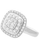 Wrapped In Love Diamond Double Halo Cluster Ring (1 Ct. T.w.) In 14k White Gold, Created For Macy's