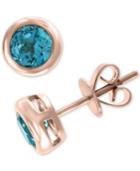 Effy Blue Topaz Bezel Stud Earrings (1-1/5 Ct. T.w.) In 14k Rose Gold