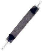 Lucky Brand Silver-tone Bead & Tassel Fabric Flex Bracelet