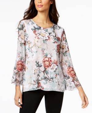 Jm Collection Embellished Bell-sleeve Top, Created For Macy's