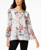 Jm Collection Embellished Bell-sleeve Top, Created For Macy's