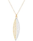 Two-tone Leaf Drop Pendant Necklace In 10k Gold