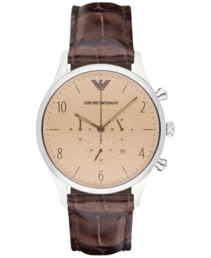 Emporio Armani Men's Chronograph Brown Leather Strap Watch 43mm Ar1878