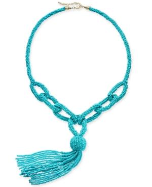 I.n.c. Gold-tone Beaded Loop Lariat Necklace, 38 + 3 Extender, Created For Macy's