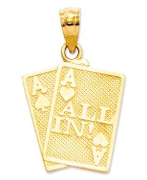 14k Gold Charm, Ace Of Hearts And Spades All In Charm