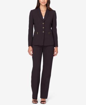Tahari Asl Pinstriped Shawl-collar Pantsuit